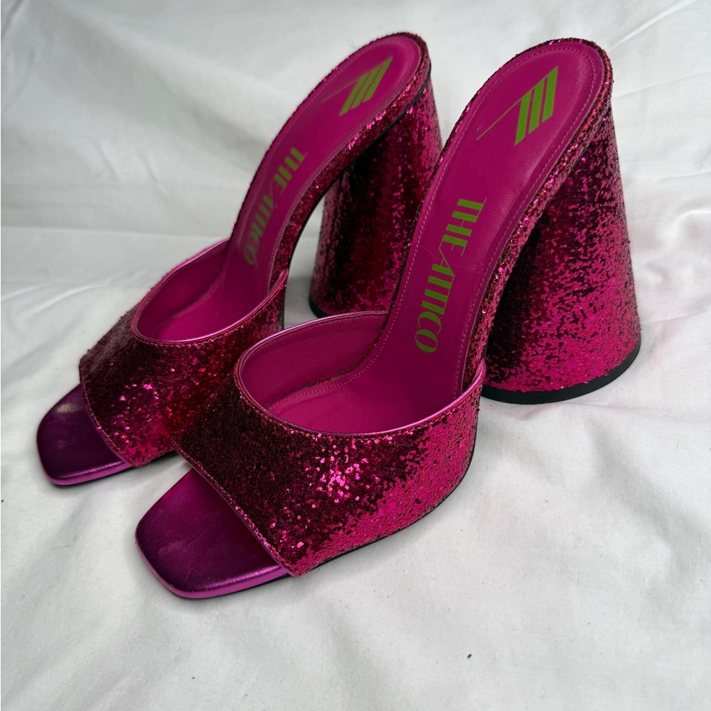 The Attico Pink Heels with Chunky Block Heel